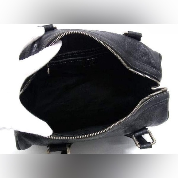 MCM Black Leather Boston Silver Studded Satchel Bag - Picture 8 of 10